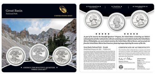 Great Basin National Park Quarters Three-Coin Set - Front Side and Back Side