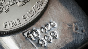 Silver Bullion Bar and American Silver Eagle Bullion Coin