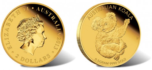 2013 Australian Mini Koala 0.5g Gold Coin