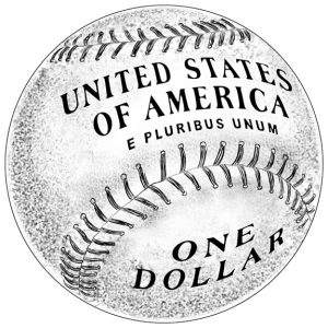 Reverse Design of 2014 $1 Silver Baseball Hall of Fame Commemorative Coin