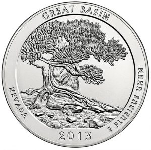 Reverse Side of 2013-P Great Basin 5 Oz Silver Uncirculated Coin