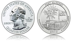 2013 Fort McHenry Five Ounce Silver Bullion Coin