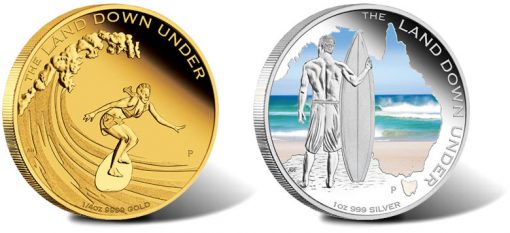 2013 Surfing gold and silver coins