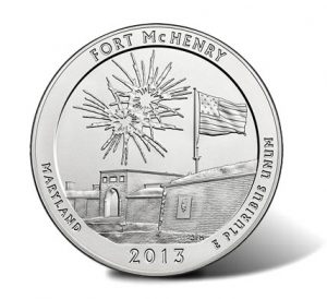Obverse Side of 2013-P Fort McHenry Five Ounce Silver Uncirculated Coin