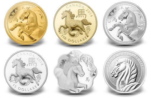 Royal Canadian Mint 2014 Year of the Horse Gold and Silver Coins