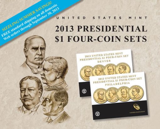 US Mint Promotion Image of its 2013 Presidential $1 Four-Coin Sets