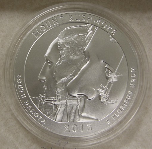2013 Mount Rushmore America the Beautiful Five Ounce Silver Uncirculated Coin