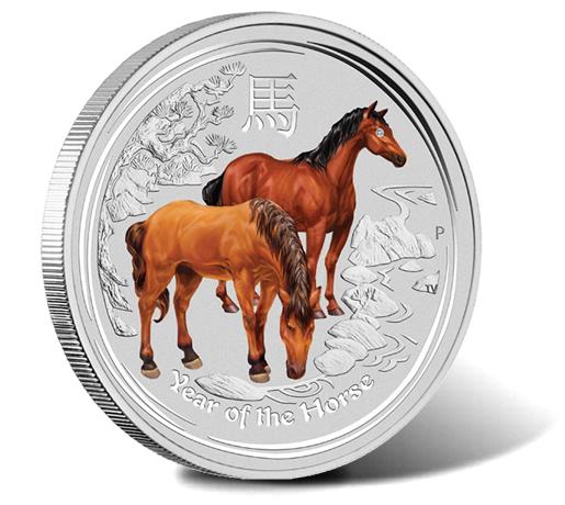 2014 Year of the Horse 1 Kilo Silver Gemstone Coin