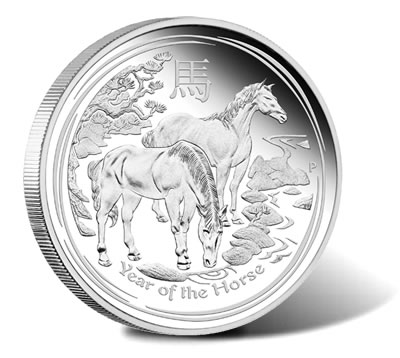 PROOF SILVER YEAR OF THE HORSE 1 OZ 2014 AUSTRALIAN LUNAR HORSE ALL OGP