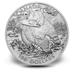 Canadian 2014 $100 Grizzly Silver Coin for $100