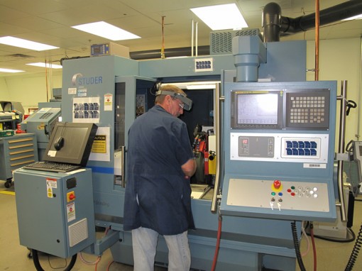 Earl Sandt Working with S-21 CNC Machine at Philadelphia Mint