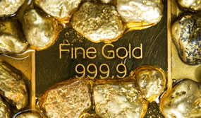 Fine Gold Bar and Gold Nuggets