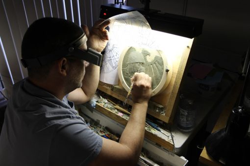 US Mint artist Michael Gaudioso sculpting with transparency