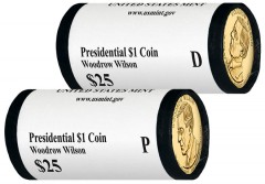 2013 P and D Woodrow Wilson Presidential $1 Coins in Rolls