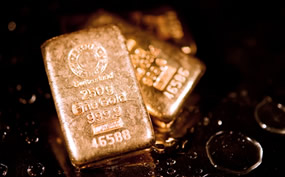 999.9 gold bullion, three bars