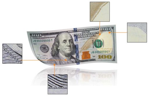 Microprinting in $100 Notes