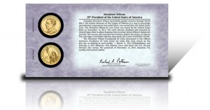 Back of 2013 Woodrow Wilson Presidential $1 Coin Cover