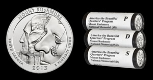 Mount Rushmore 5 Oz Silver Coin and Quarters