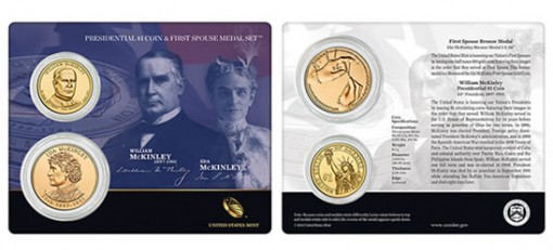 William McKinley $1 Coin & First Spouse Medal Set