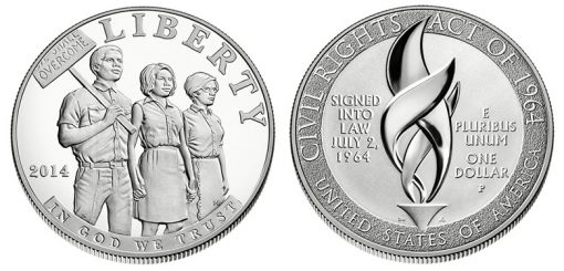 2014 Proof Civil Rights Act of 1964 Silver Dollar - Obverse and Reverse