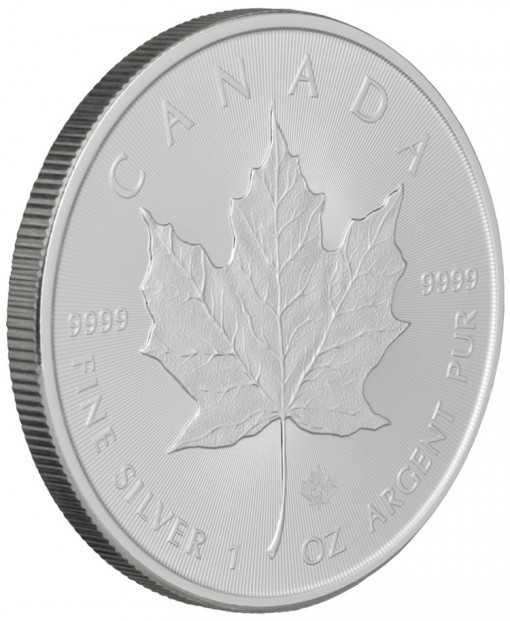 2014 Silver Maple Leaf Bullion Coin - Angled View