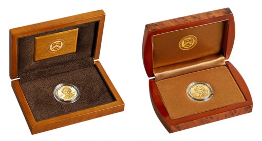 Lacquered Hardwood Presentation Cases for Proof and Uncirculated Edith Wilson First Spouse Gold Coins
