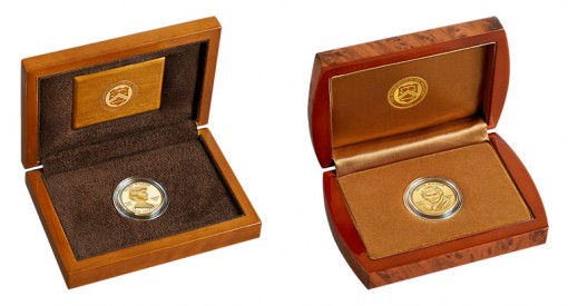 Lacquered Hardwood Presentation Cases for Proof and Uncirculated Ellen Wilson First Spouse Gold Coins