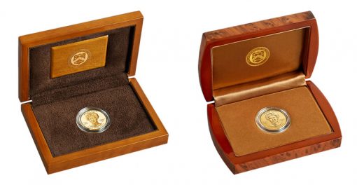 Lacquered Hardwood Presentation Cases for Proof and Uncirculated Helen Taft First Spouse Gold Coins