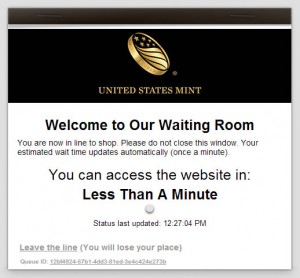 United States Mint Website Waiting Room Option