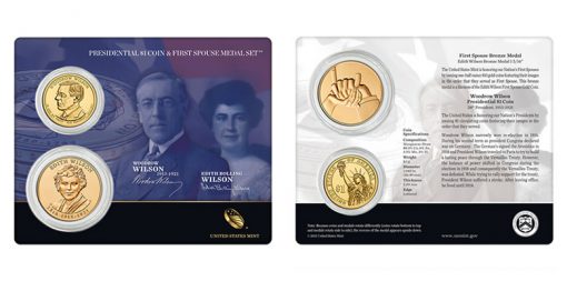 Woodrow Wilson $1 Coin and Edith Wilson First Spouse Medal Set