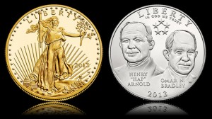 2013-W $50 Proof Gold Eagle and 2013-D Uncirculated 5-Star Generals 50c