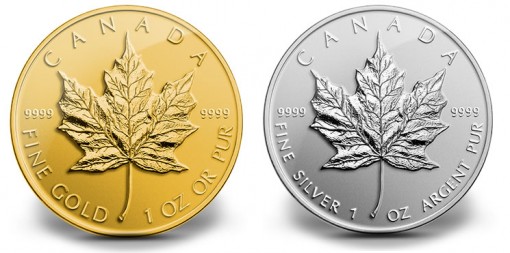 2014 Reverse Proof Canadian Maple Leaf Gold and Silver Coins