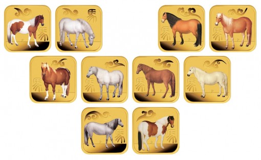 2014 Year of the Horse 1-10 oz Gold Square Ten-Coin Collection
