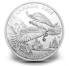 Canadian 2014 $100 Bald Eagle Silver Coin for $100