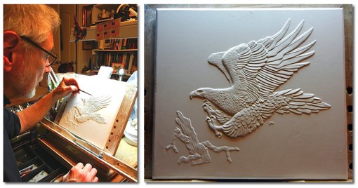 John M. Mercanti and sculpt of Australian Wedge-Tailed Eagle