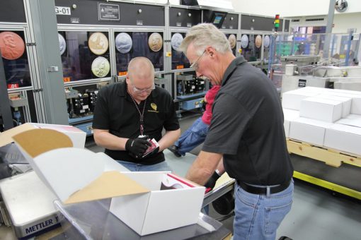 Nathan Wittstruck and Bob Luethje Inspecting Denver Mint Uncirculated Coin Sets