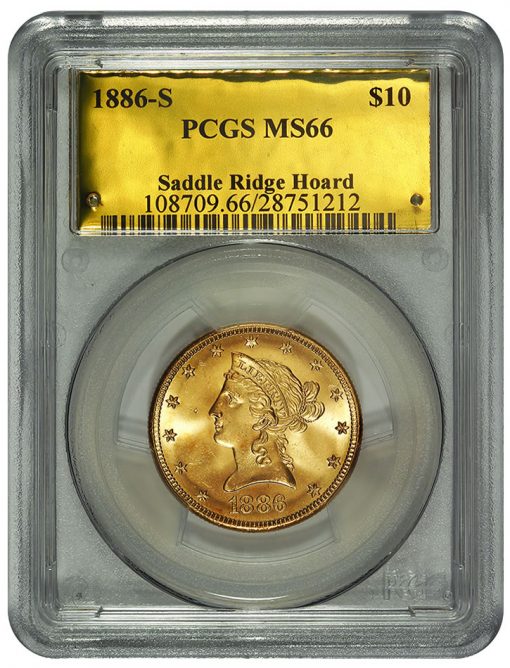 1886-S $10 PCGS MS66, Saddle Saddle Ridge Hoard