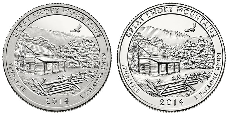 2014 Quarter coin Great Smoky Mountains USA 25 cents 