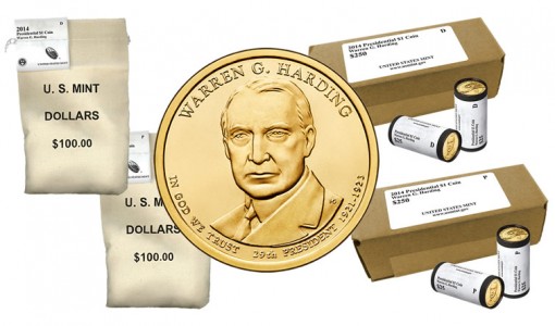 2014 Warren G. Harding Presidential $1 Coins in Rolls, Bags and Boxes