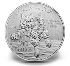 Canadian 2014 $20 Bobcat Silver Coin for $20