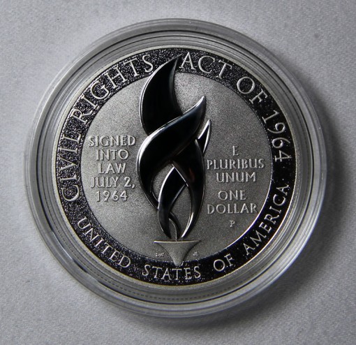 Photo of 2014-P Proof Civil Rights Act of 1964 Silver Dollar - Reverse