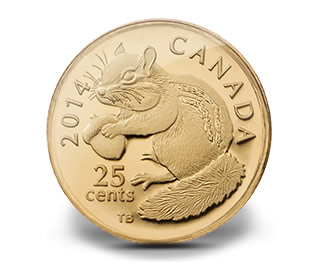 2014 25c Canadian Chipmunk Gold Coin