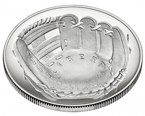 2014 National Baseball Hall of Fame Uncirculated Silver Dollar - Obverse, Angled