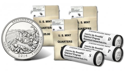 Bags and Rolls of 2014 Shenandoah Quarters