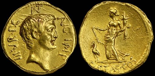 Marc Antony died 30 B.C. Gold Portrait Aureue