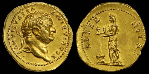 Titus Caesar A.D. 69 79 Gold Portrait Aureus