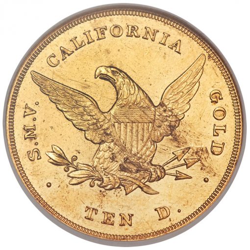 1850 Dubosq and Co. Ten Dollar Gold Coin - Reverse