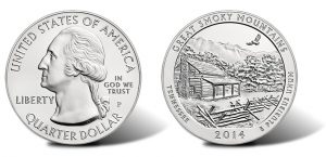 2014 Great Smoky Mountains 5 Oz Silver Uncirculated Coin