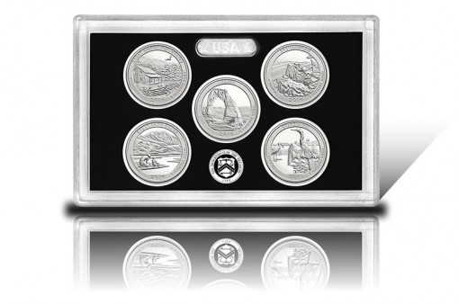 Lens with 2014-S Proof Silver America the Beautiful Quarters