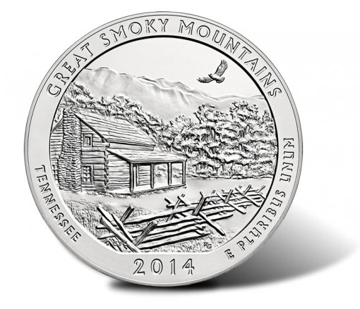 Reverse of the Great Smoky Mountains National Park Silver Coin